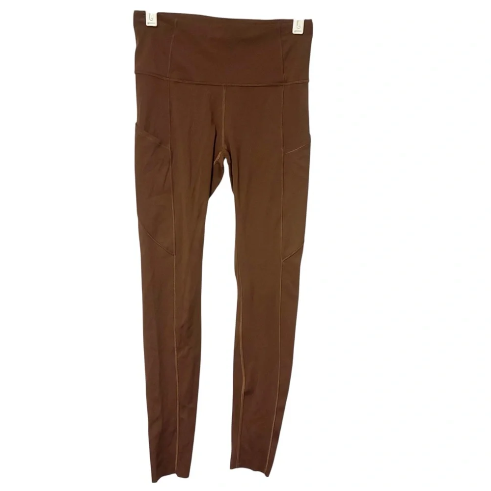 Lululemon Size 4 Brown Wunder Train High Rise Crop Leggings Yoga Athleisure